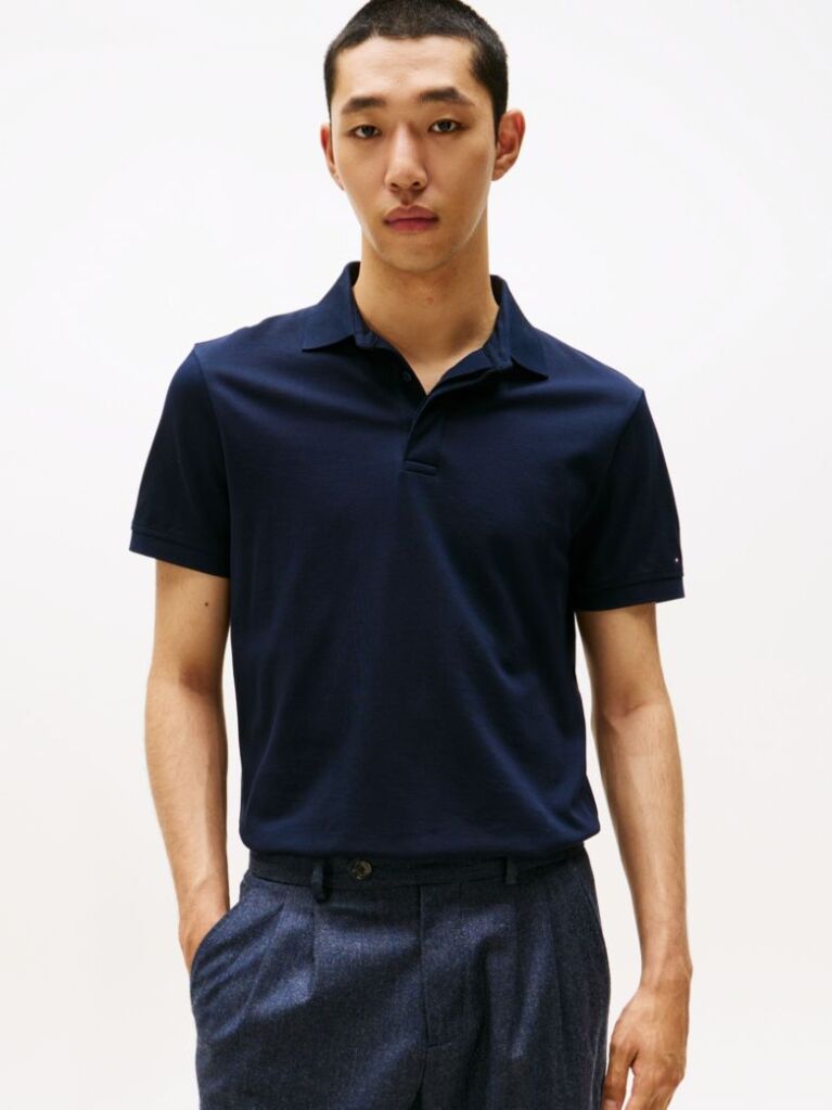 Blue Regular Fit Concealed Plaquet Polo Shirt  Men