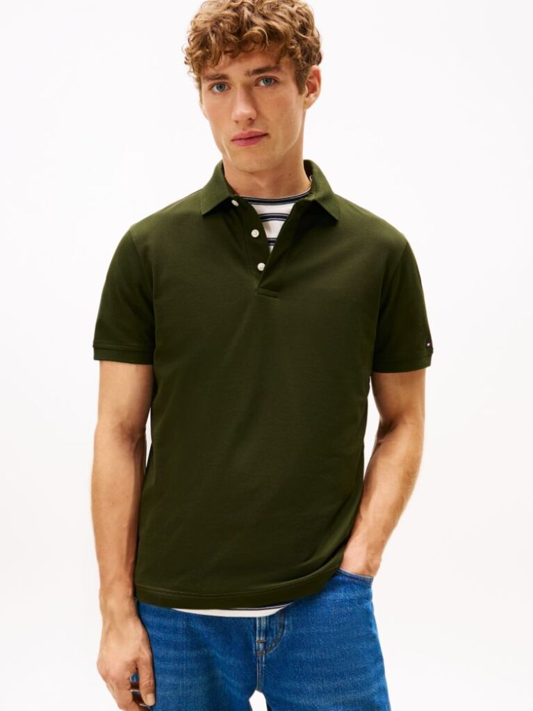 Verde Tricou Polo Cu Croiala Regular  Barbati