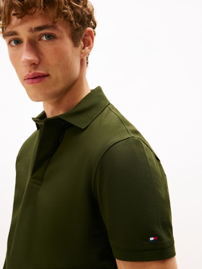Verde Tricou Polo Cu Croiala Regular  Barbati