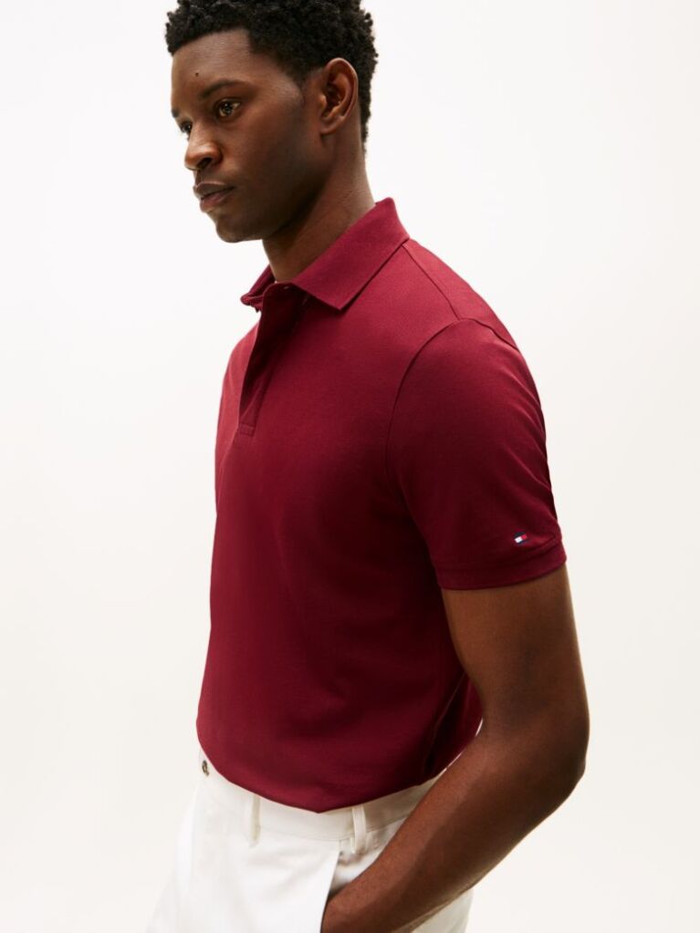 Rosu Tricou Polo Cu Croiala Regular  Barbati