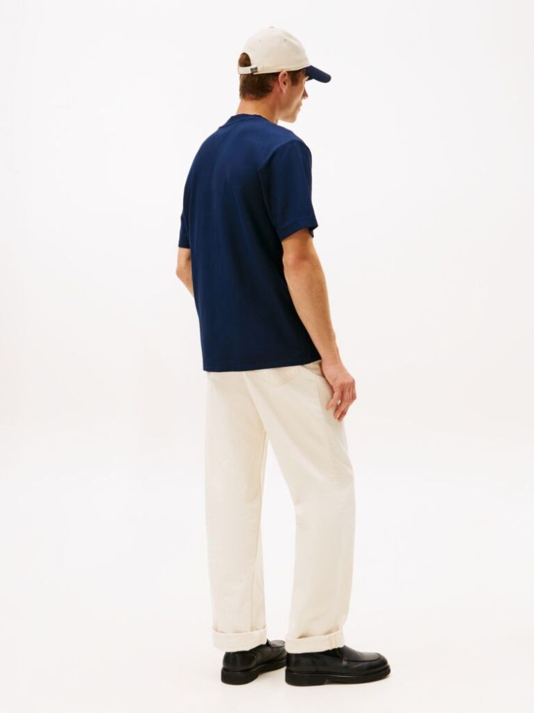 Blue T-Shirt Cu Guler Rotund Si Broderie Cu Logo  Barbati