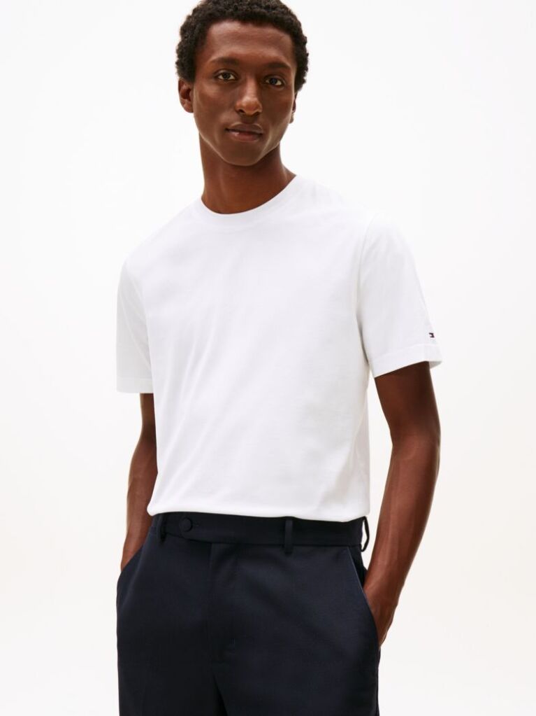 Alb Smart Casual Tricou Cu Guler Rotund  Barbati