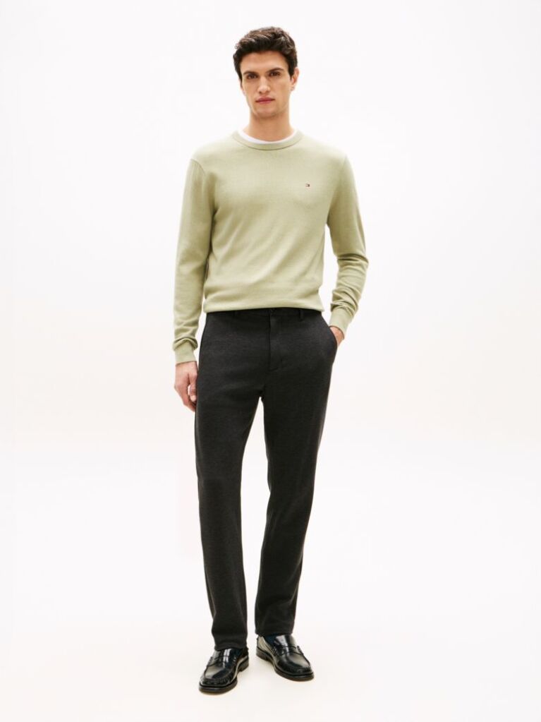 Gri Pantaloni Tapered Din Tricot Interlock Harlem Pique  Barbati