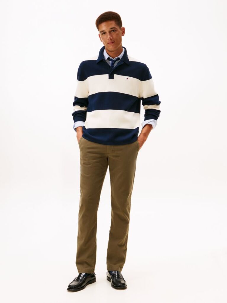 Verde Denton Twill Pantaloni Chino Din Bumbac  Barbati