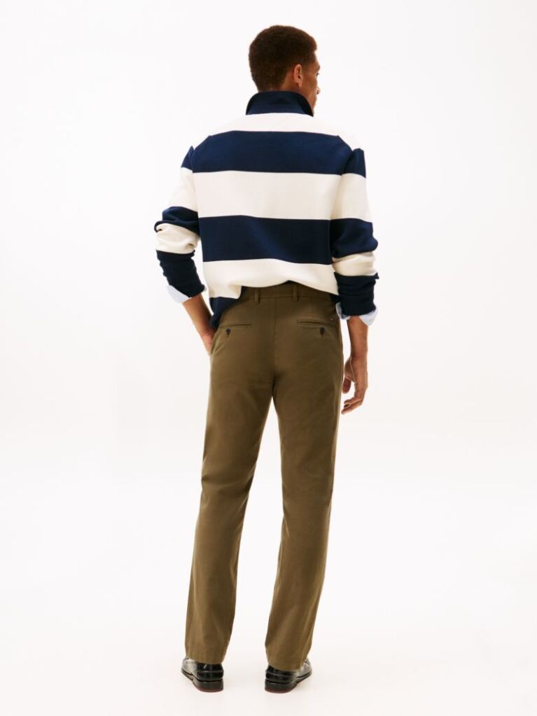 Verde Denton Twill Pantaloni Chino Din Bumbac  Barbati