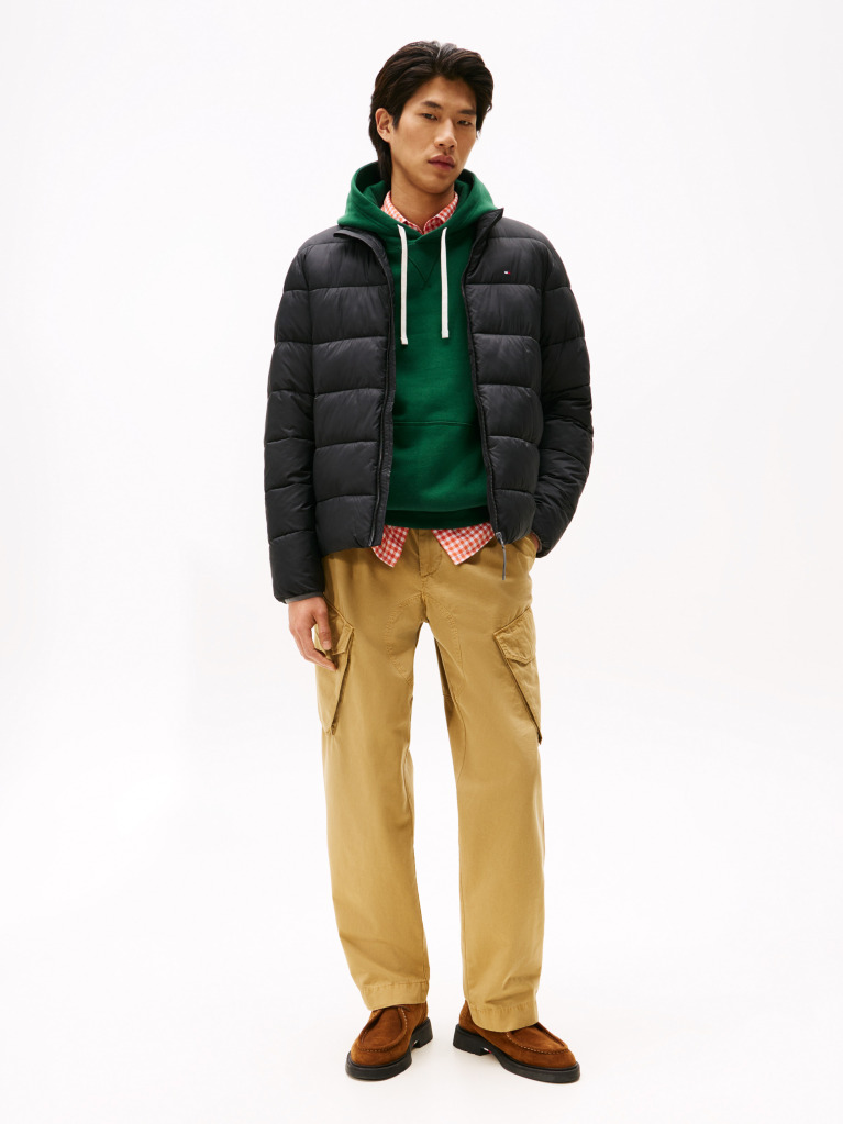Black Mid Weight Stand Collar Jacket  Men