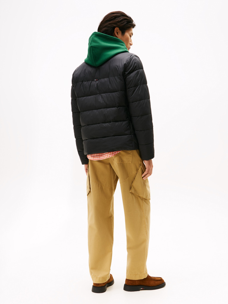 Black Mid Weight Stand Collar Jacket  Men