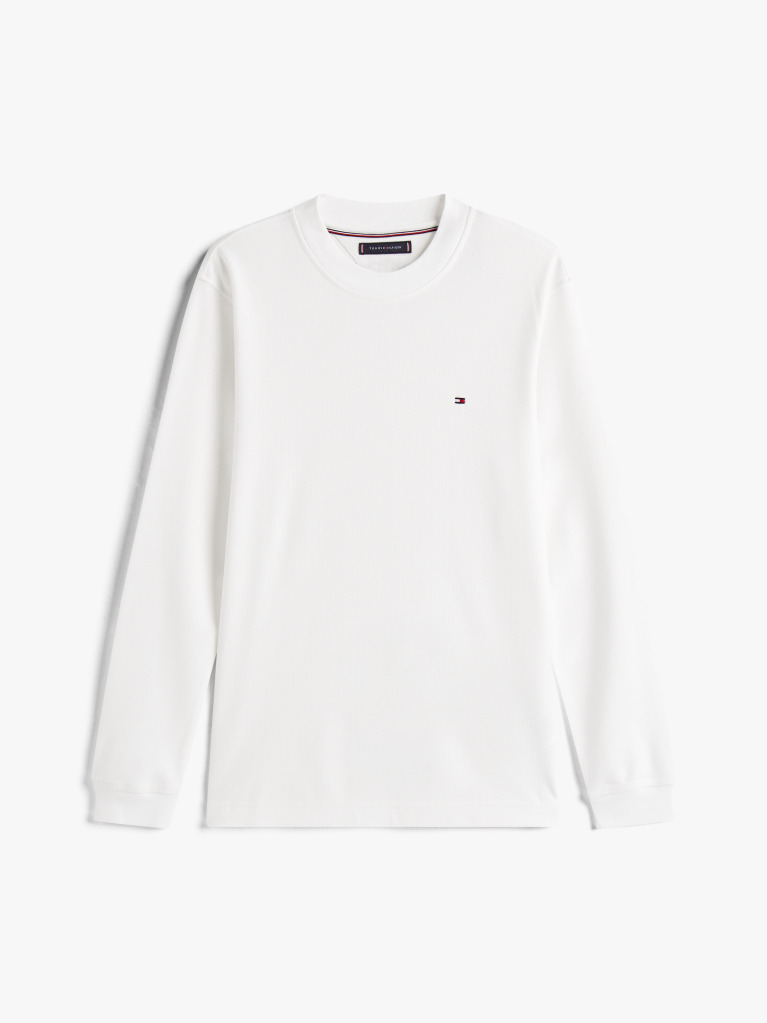 Beige Mercerized Jacquard Long Sleeve Tee  Men