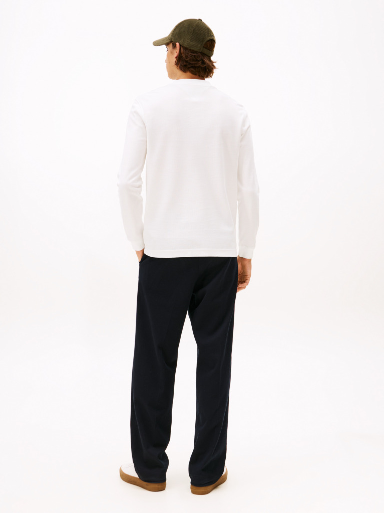Beige Mercerized Jacquard Long Sleeve Tee  Men