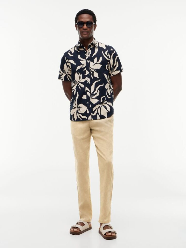 Khaki Harlem Pantaloni Chino Din Amestec De In Cu Croiala Tapered  Barbati