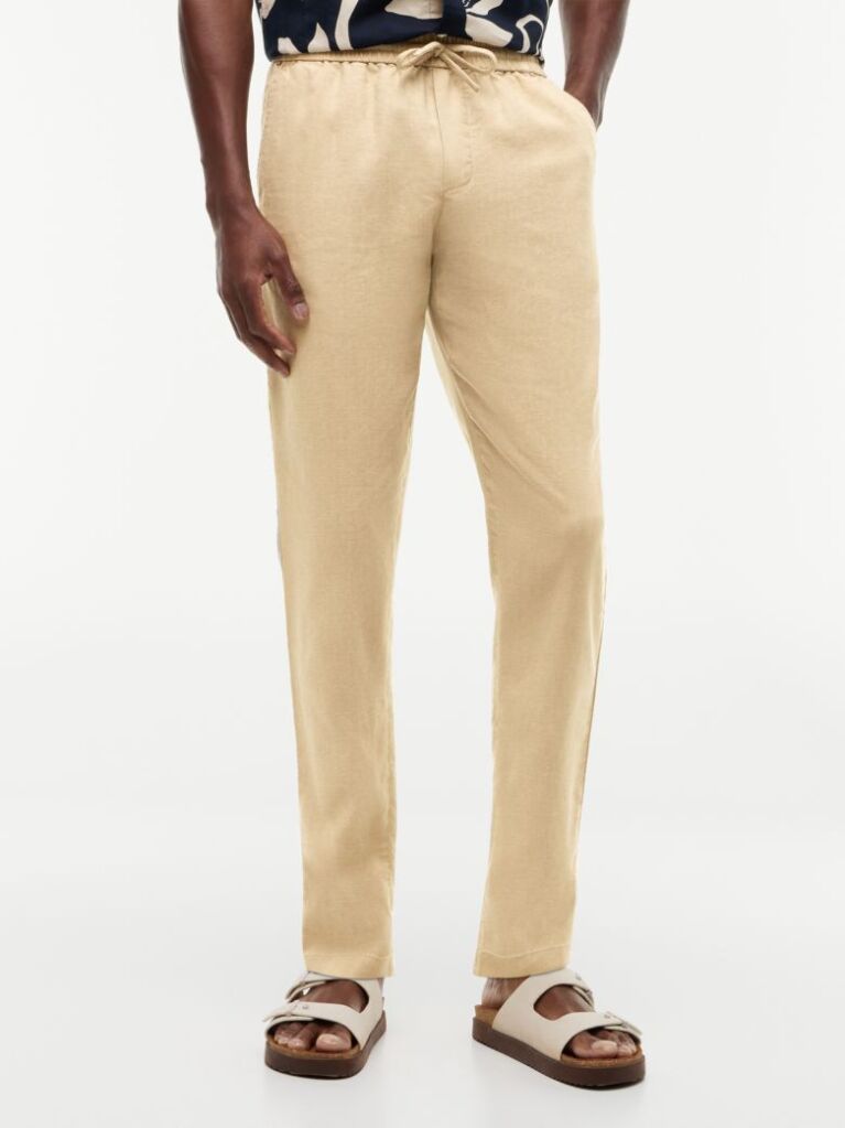 Khaki Harlem Pantaloni Chino Din Amestec De In Cu Croiala Tapered  Barbati