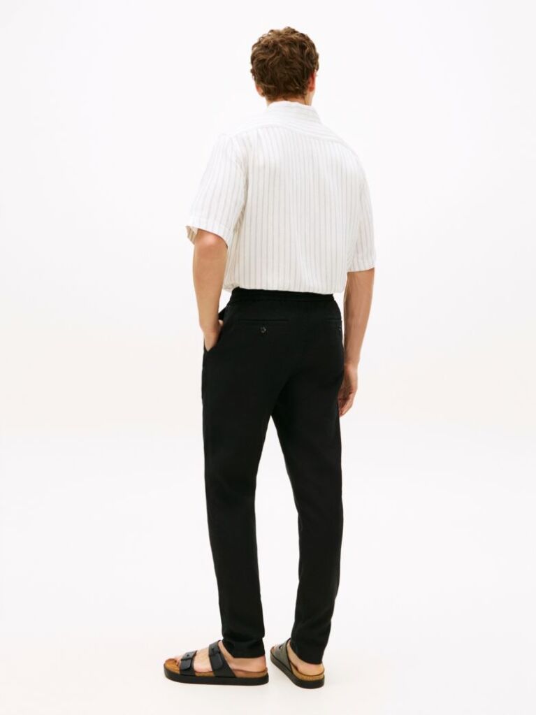 Negru Harlem Pantaloni Chino Din Amestec De In Cu Croiala Tapered  Barbati