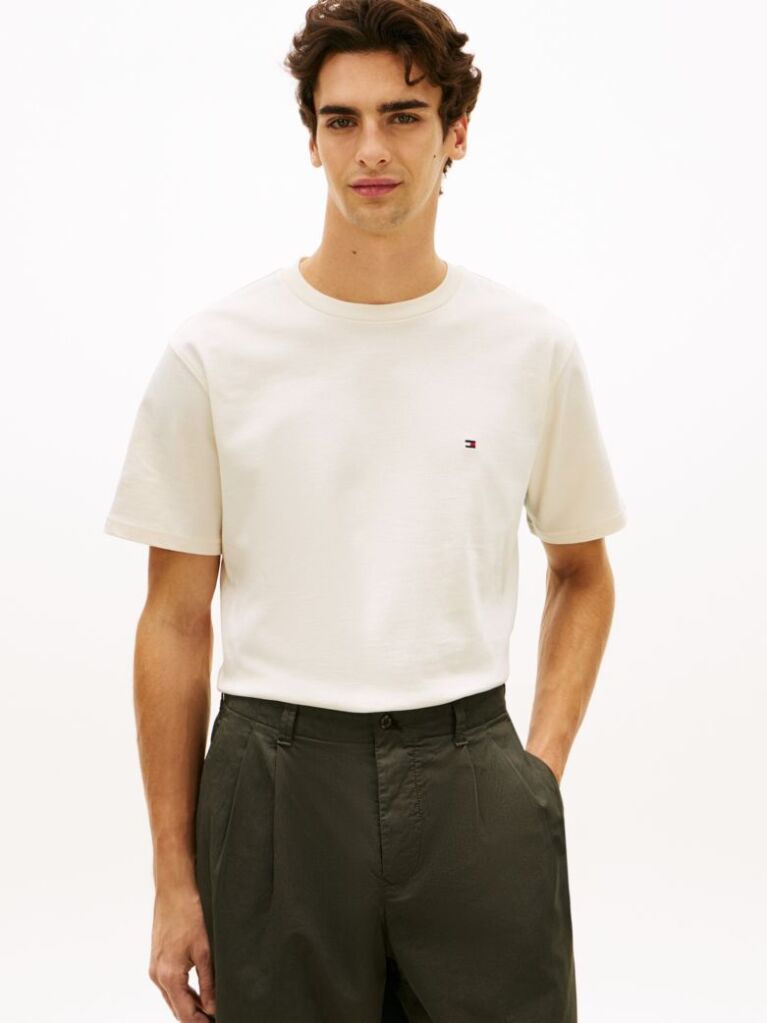 Bej Tricou Relaxat Din Jersey Cu Steag Brodat  Barbati