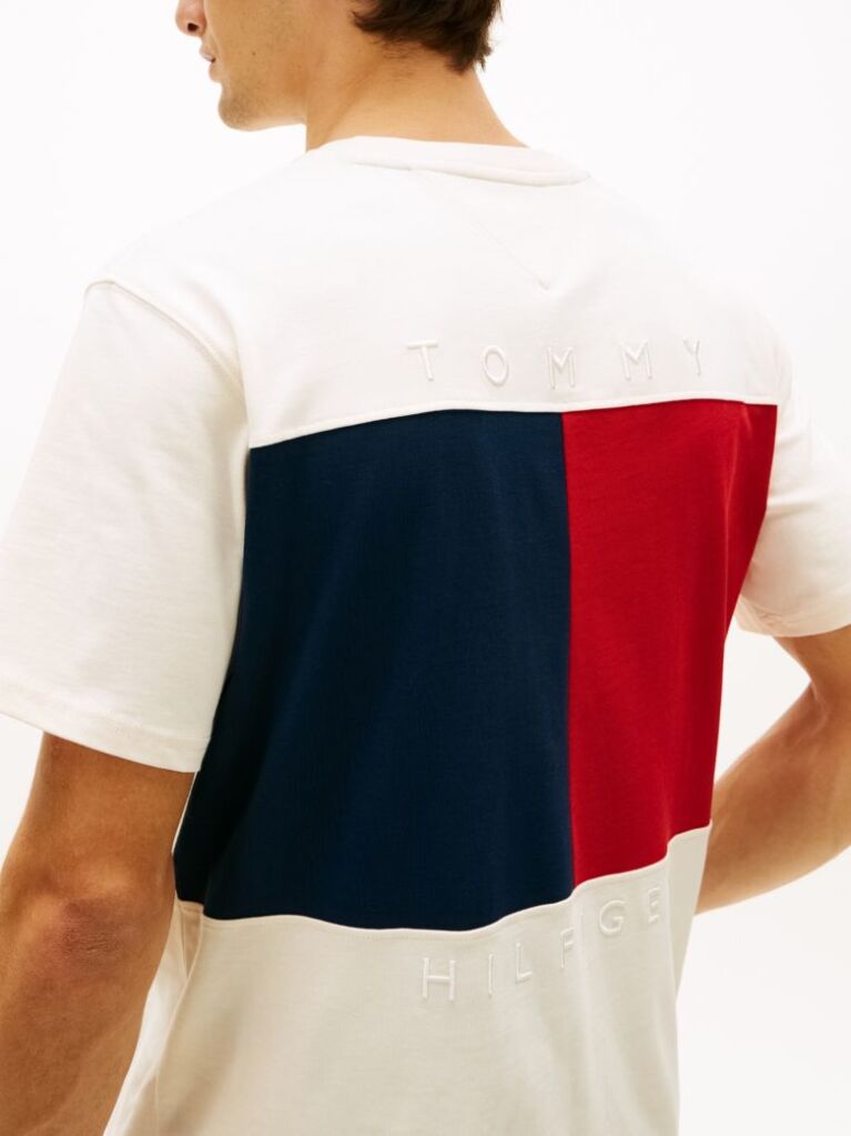 Bej Tricou Relaxat Din Jersey Cu Steag Brodat  Barbati