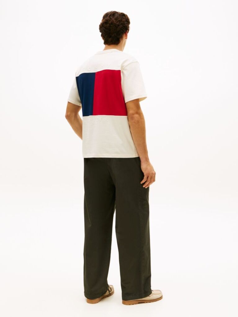 Bej Tricou Relaxat Din Jersey Cu Steag Brodat  Barbati
