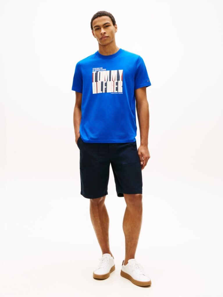 Blue T-Shirt Multicolor Cu Guler Rotund Si Logo   Barbati