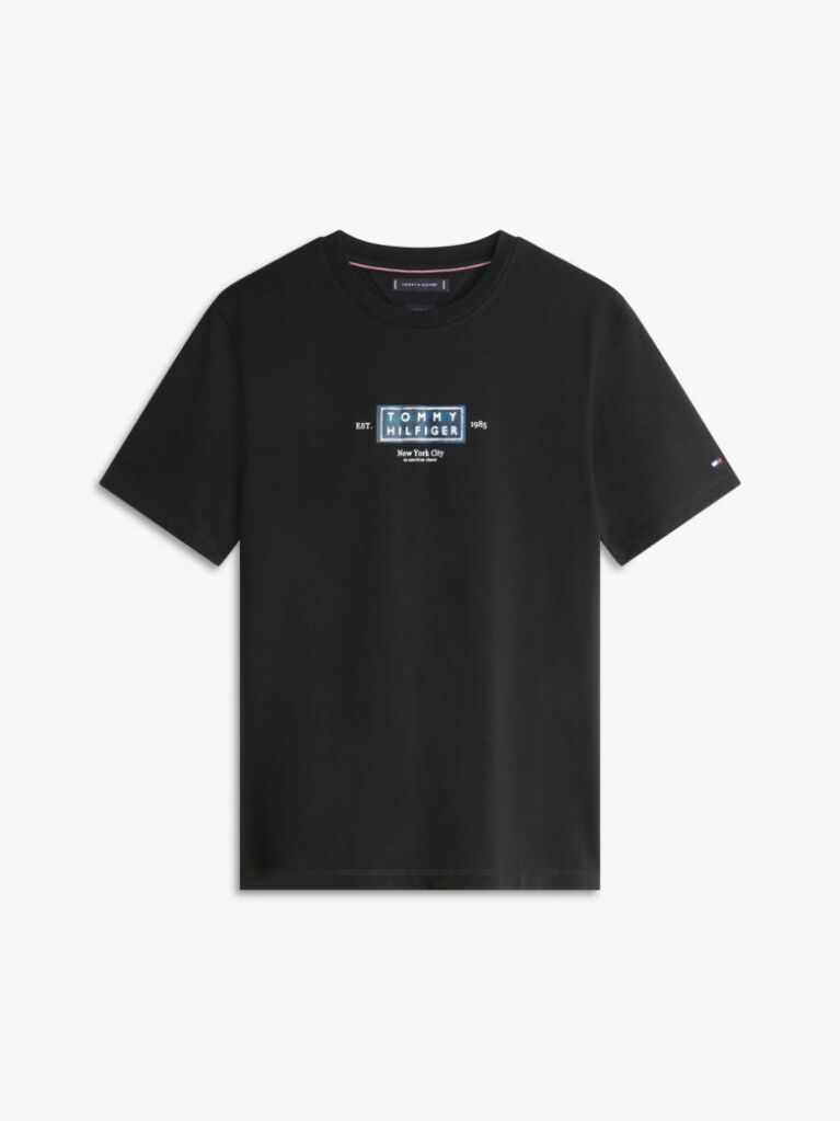 Negru T-Shirt Heritage Din Jerseu Cu Guler Rotund Si Logo  Barbati