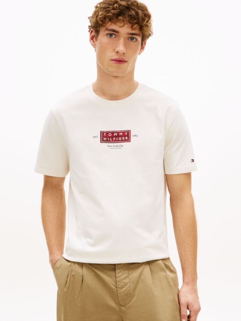 Bej T-Shirt Heritage Din Jerseu Cu Guler Rotund Si Logo  Barbati