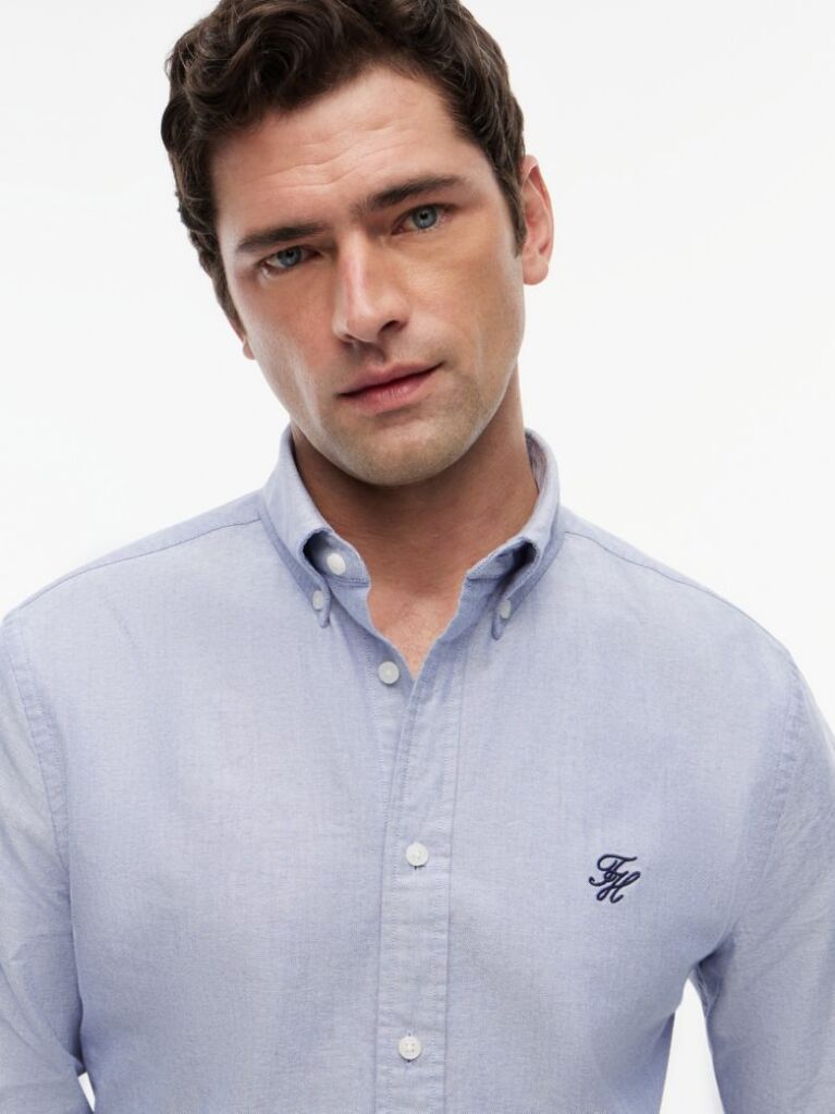 Blue Camasa Oxford Heritage Ci Croiala Regular Si Logo Brodat  Barbati