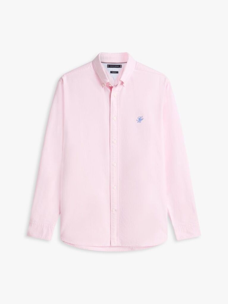 Roz Camasa Oxford Heritage Ci Croiala Regular Si Logo Brodat  Barbati