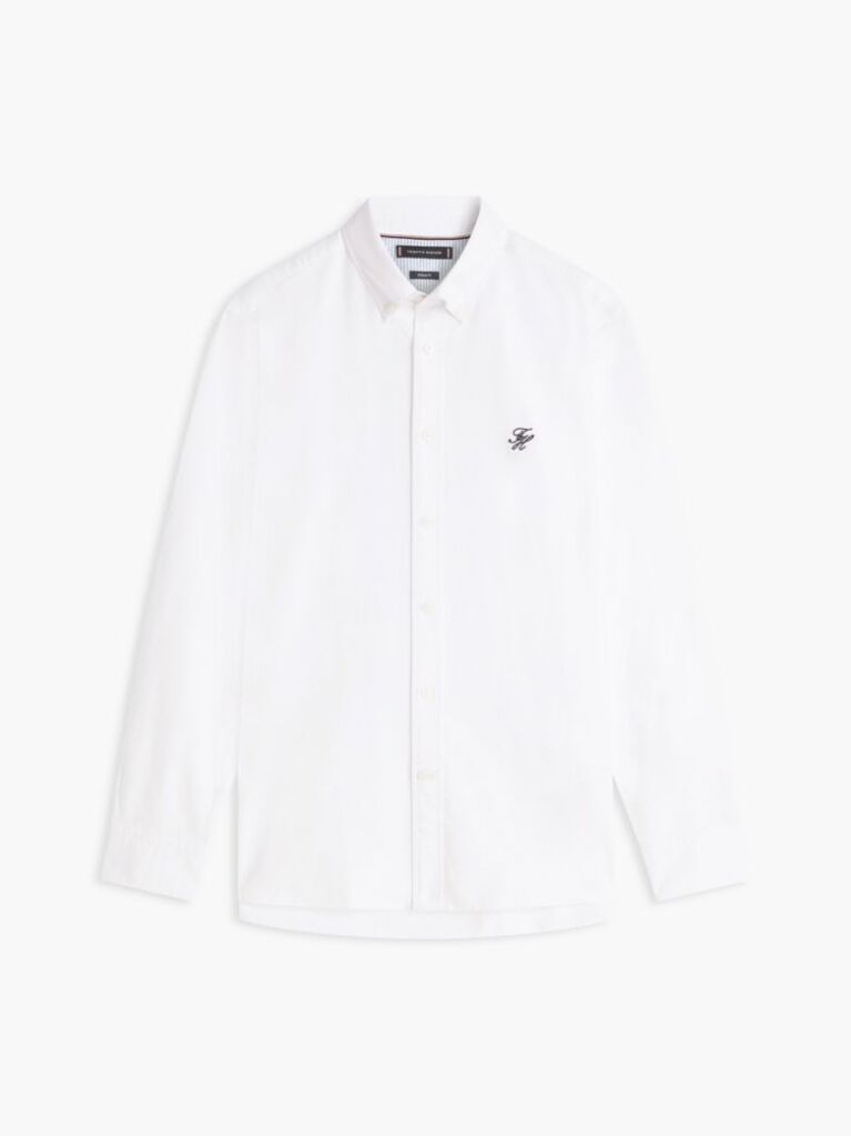 Alb Camasa Oxford Heritage Ci Croiala Regular Si Logo Brodat  Barbati