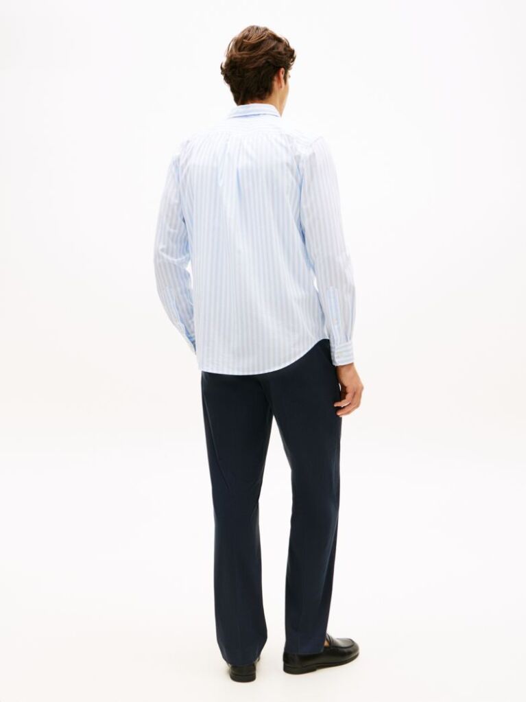 Blue TH Flex Regular Fit Stripe Poplin Shirt  Men
