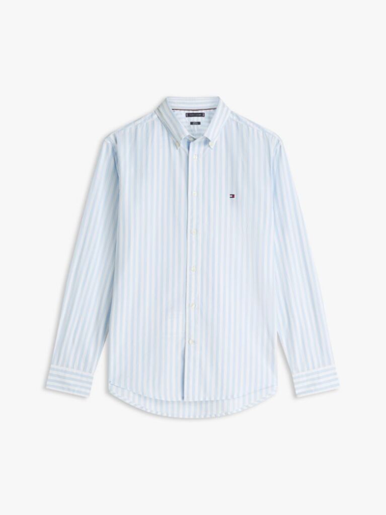 Blue TH Flex Regular Fit Stripe Poplin Shirt  Men
