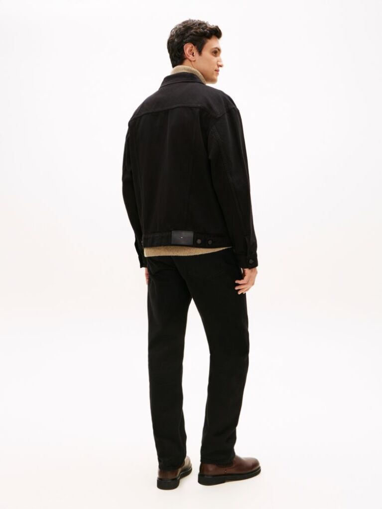 Black Relaxed Washed Denim Trucker Jacket  Men