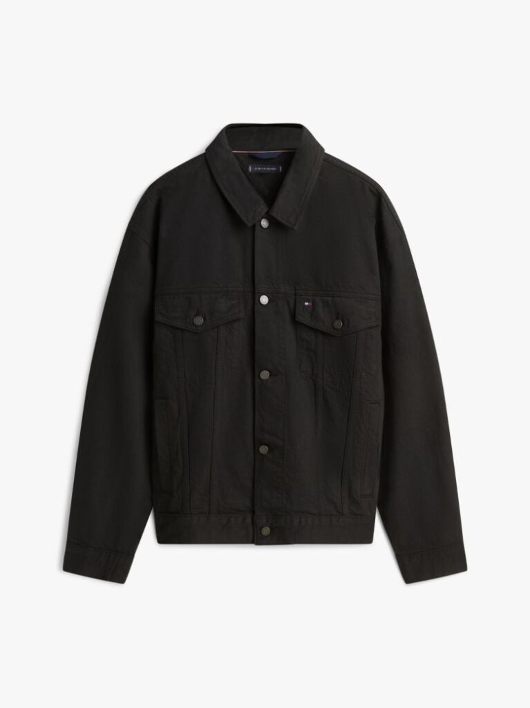 Black Relaxed Washed Denim Trucker Jacket  Men