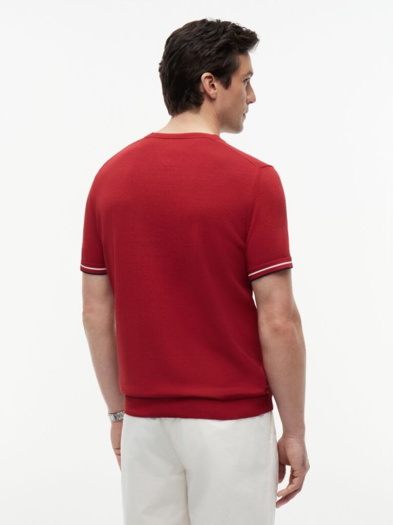 Rosu T-Shirt Tricotat Smart Casuat Tecnic   Barbati