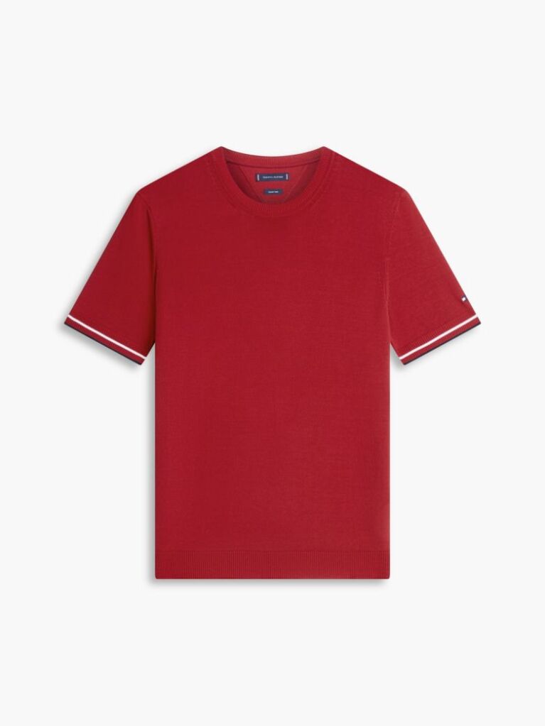 Rosu T-Shirt Tricotat Smart Casuat Tecnic   Barbati