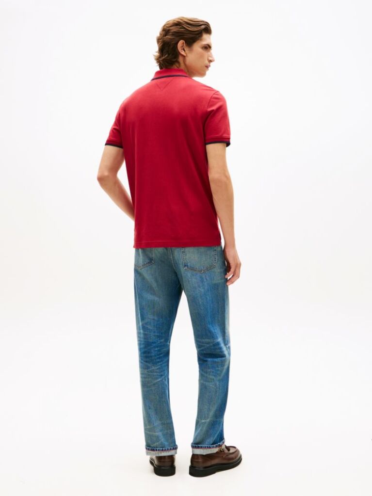 Rosu Tricou Polo Pique Cu Croiala Regular  Barbati