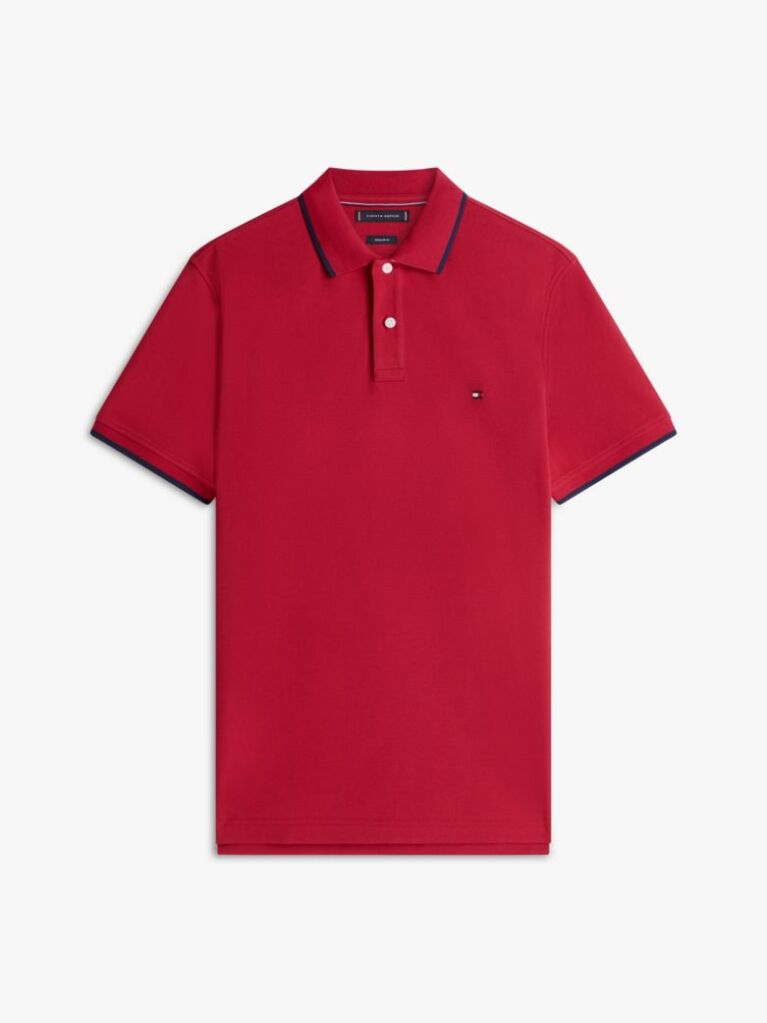 Rosu Tricou Polo Pique Cu Croiala Regular  Barbati