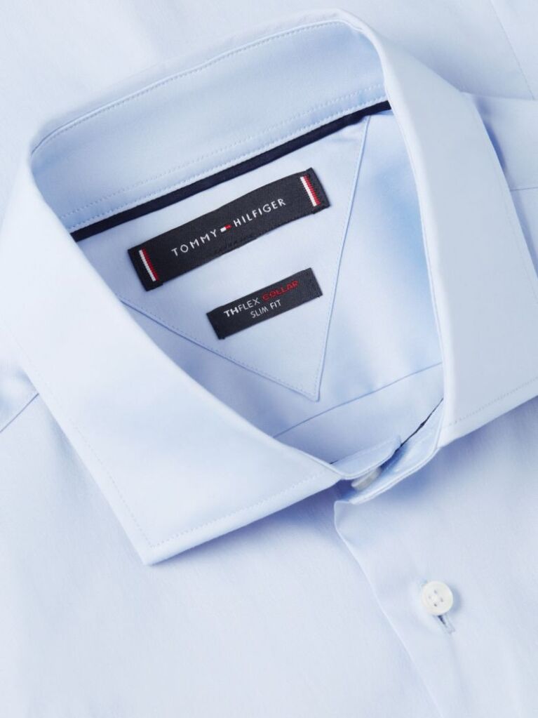 Blue Camasa Smart Casual TH Flex Cu Croiala Slim  Barbati