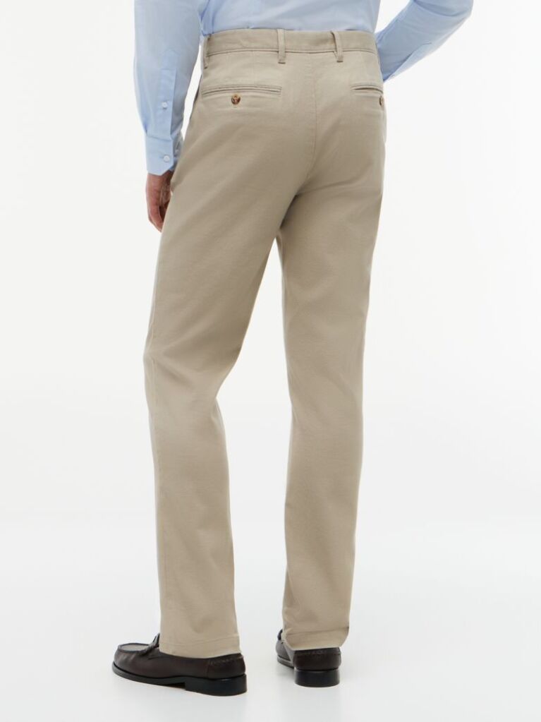 Beige Denton Straight Textured Chinos  Men