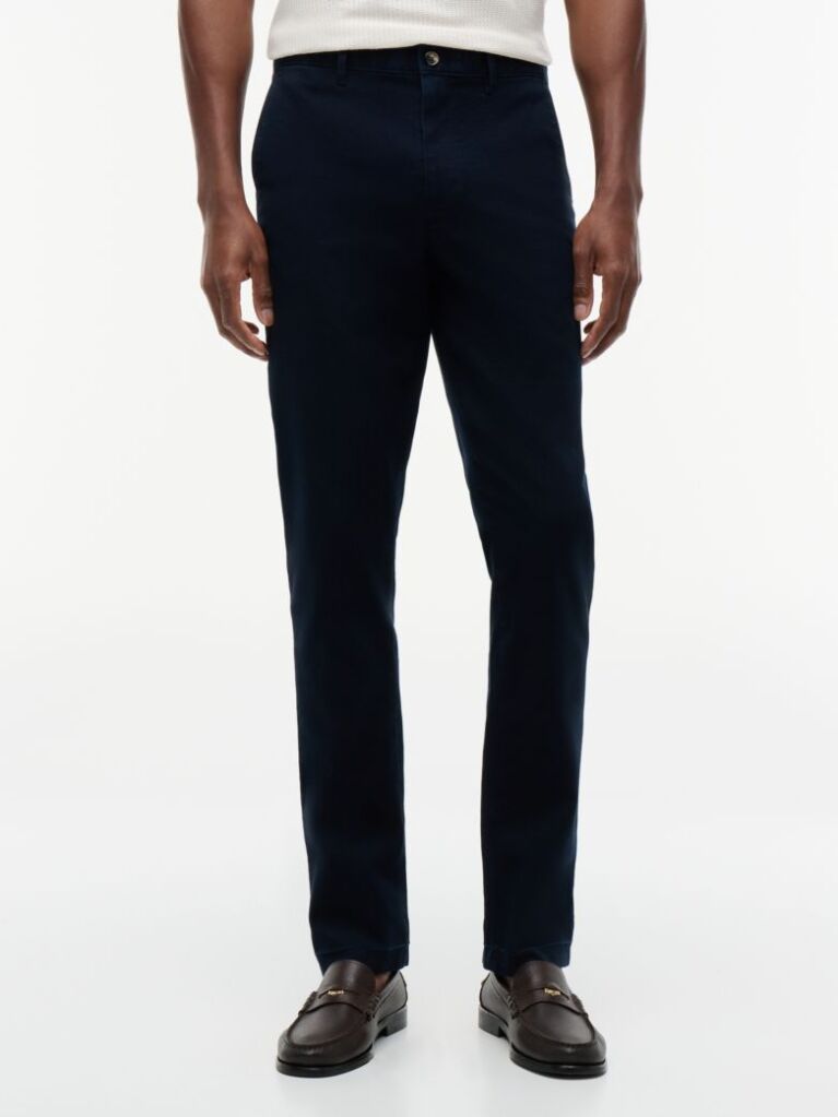 Blue Denton Straight Textured Chinos  Men