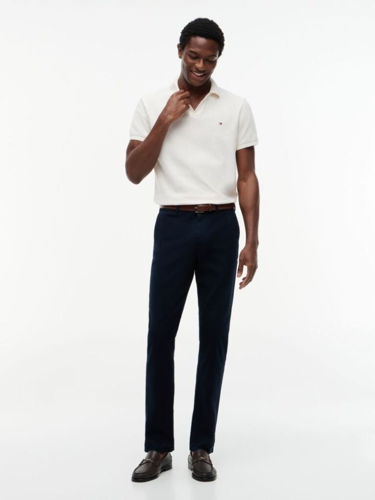 Blue Denton Straight Textured Chinos  Men