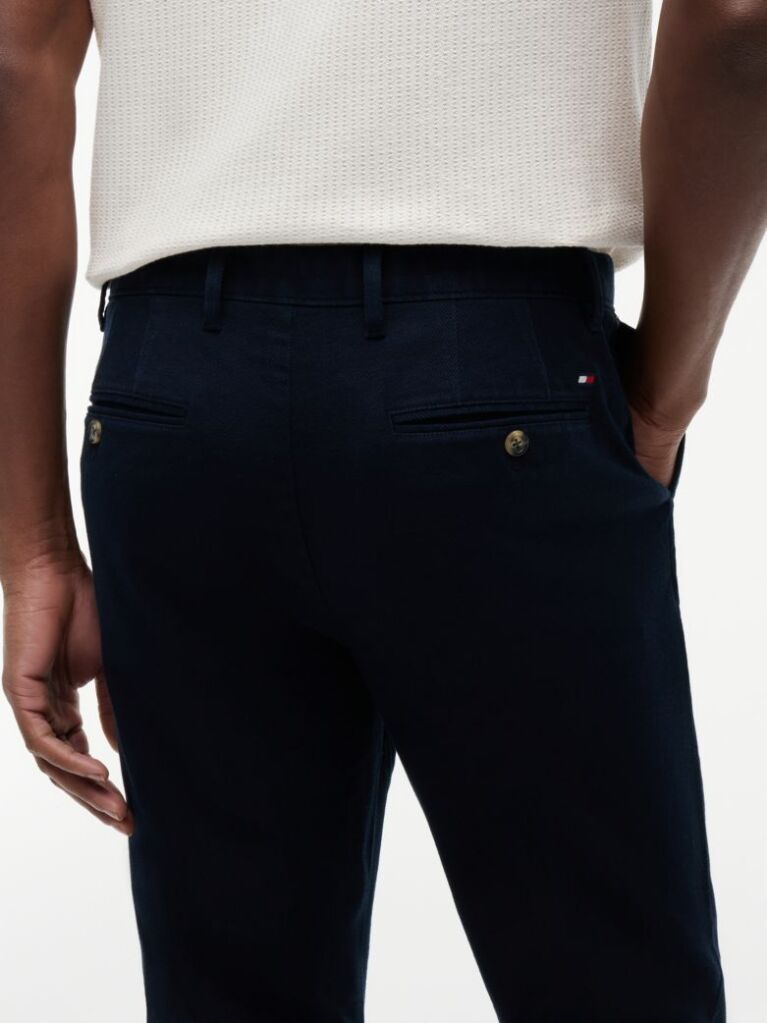 Blue Denton Straight Textured Chinos  Men