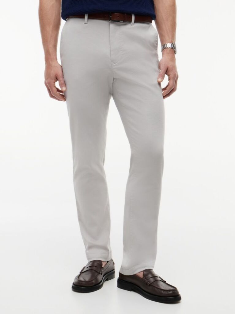Grey Denton Straight Textured Chinos  Men