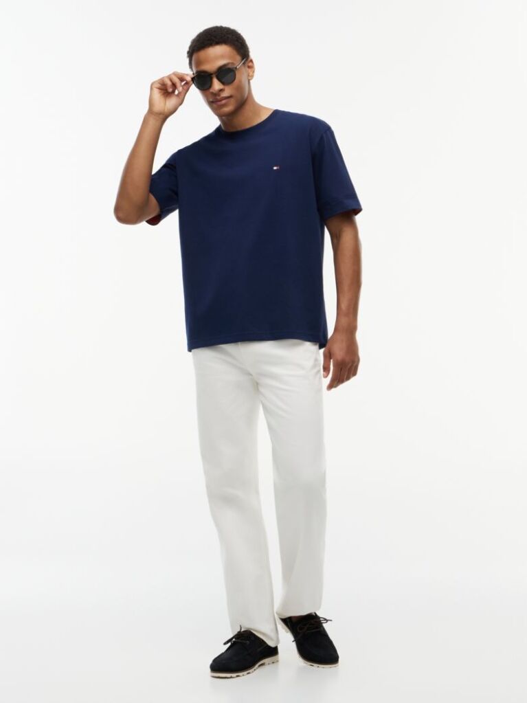 Blue T-Shirt Cu Texturi Mixte  Barbati