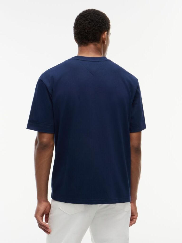 Blue T-Shirt Cu Texturi Mixte  Barbati