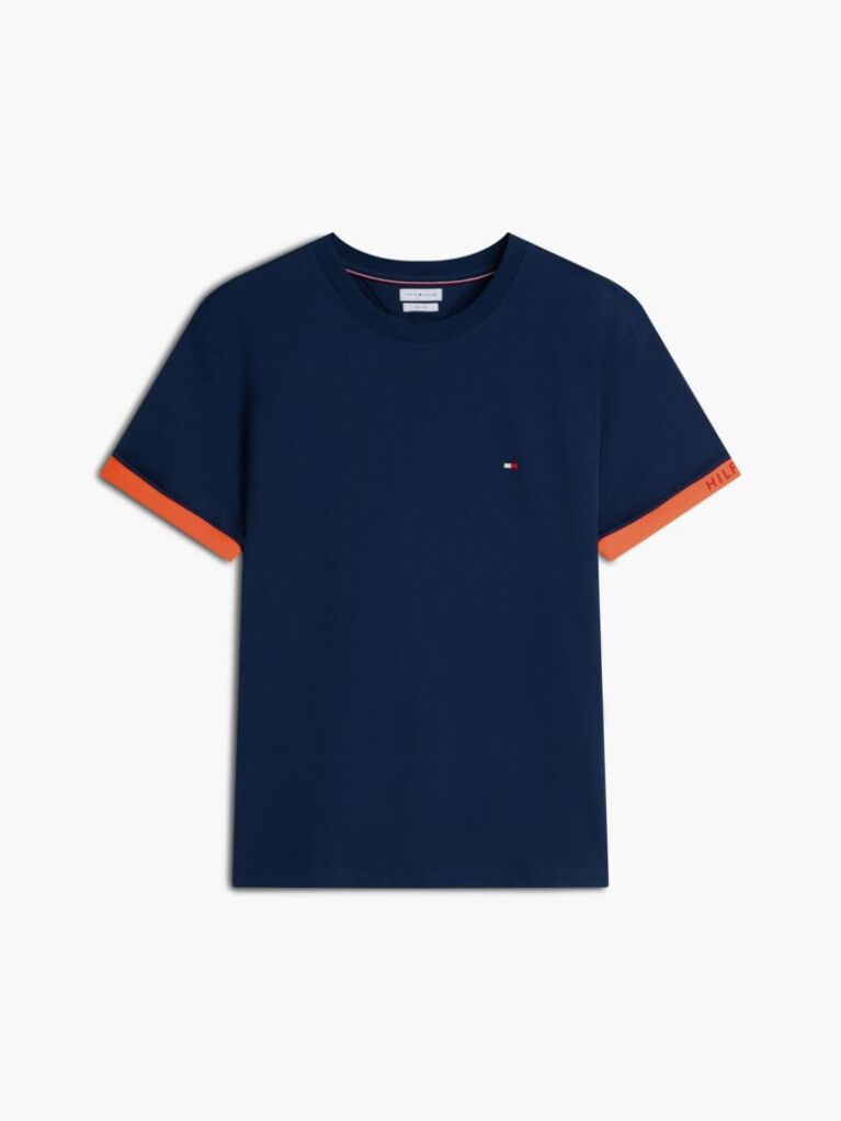 Blue T-Shirt Cu Texturi Mixte  Barbati