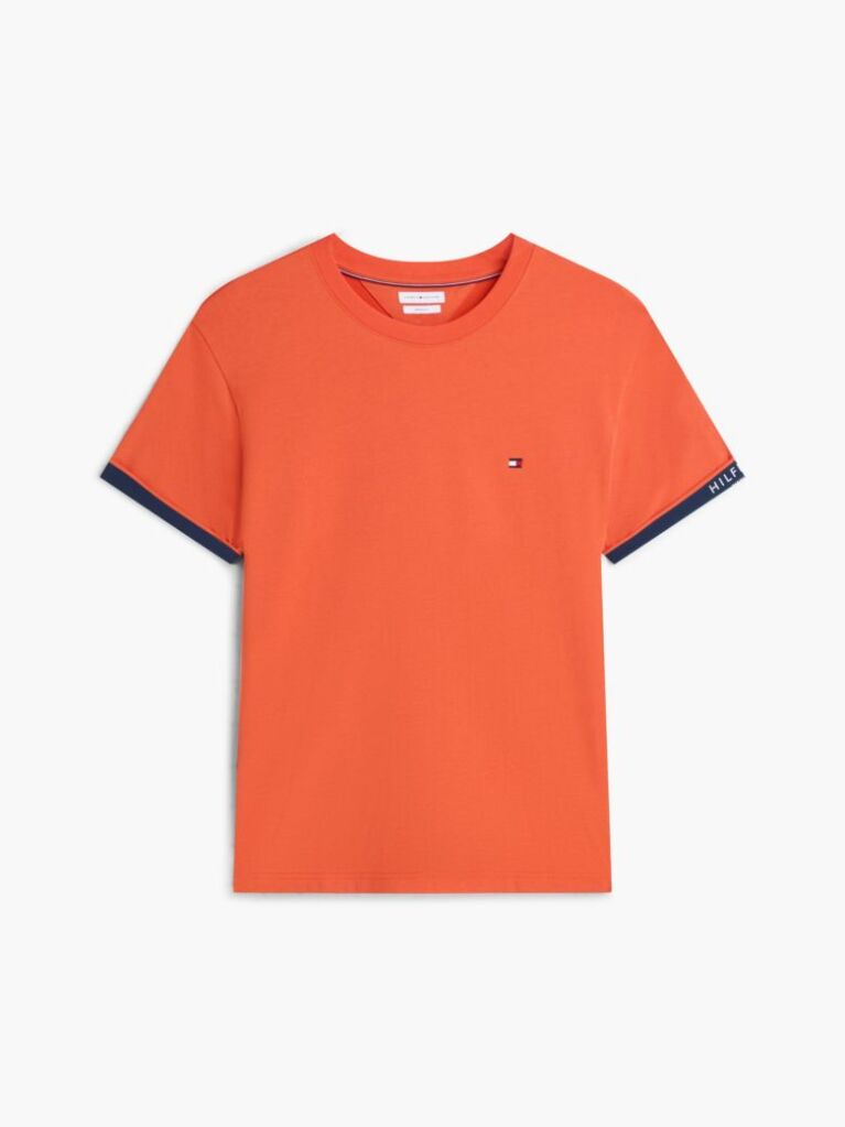 Portocaliu T-Shirt Cu Texturi Mixte  Barbati