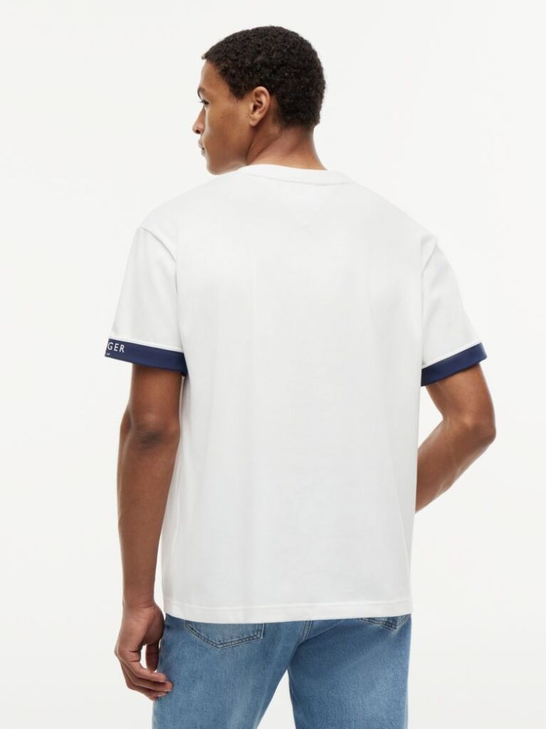 Alb T-Shirt Cu Texturi Mixte  Barbati
