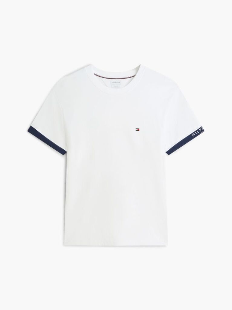 Alb T-Shirt Cu Texturi Mixte  Barbati