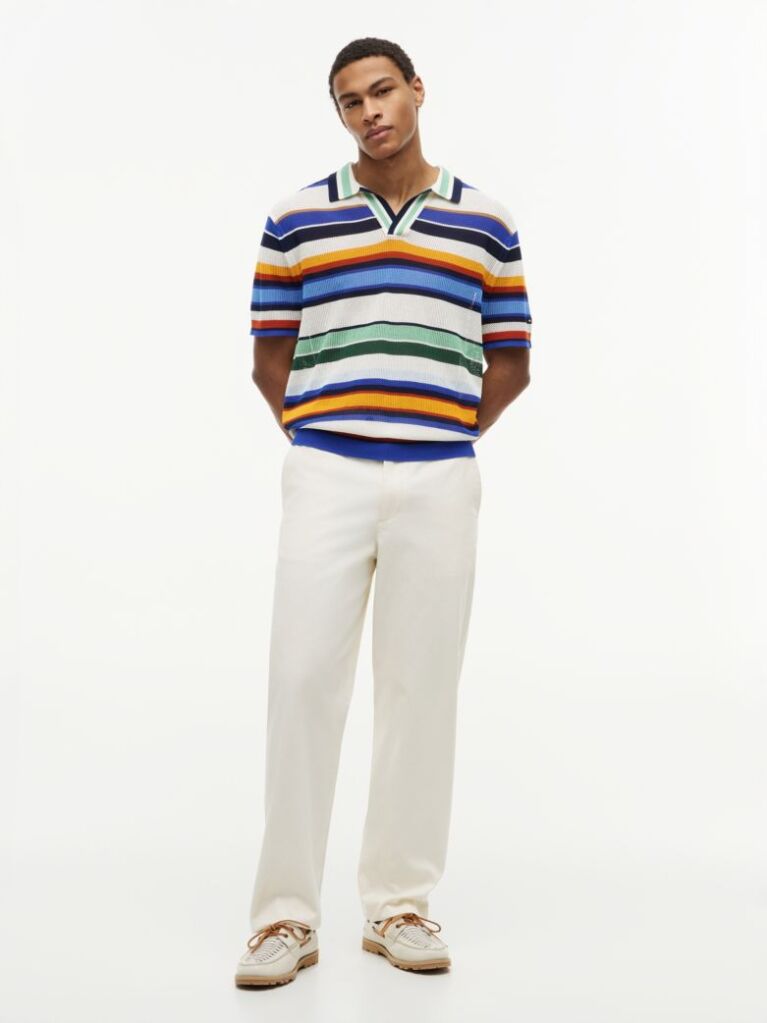 Multi Polo Multicolor Cu Croiala Lejera Si Dungi  Barbati