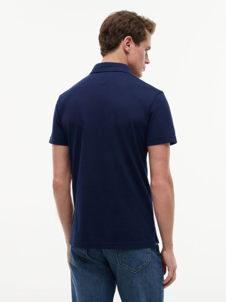 Blue Tricou Polo Din Mesh Jersey Cu Croiala Regular  Barbati