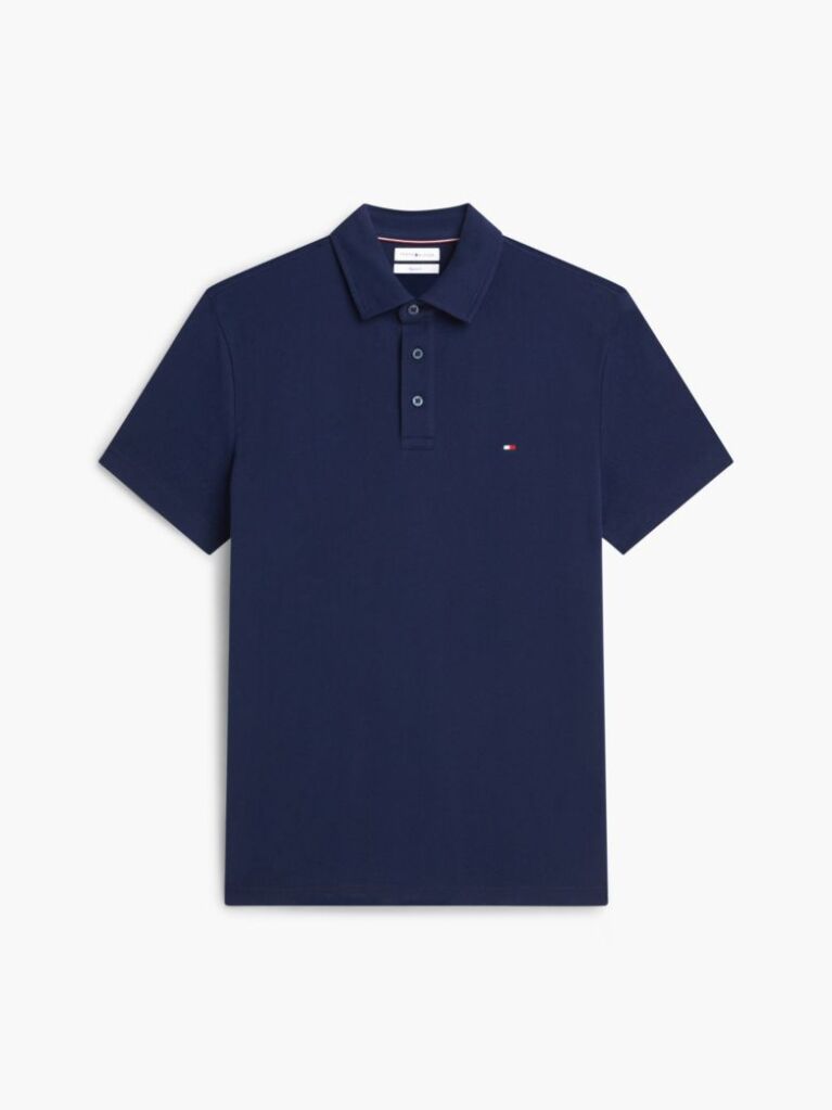 Blue Tricou Polo Din Mesh Jersey Cu Croiala Regular  Barbati