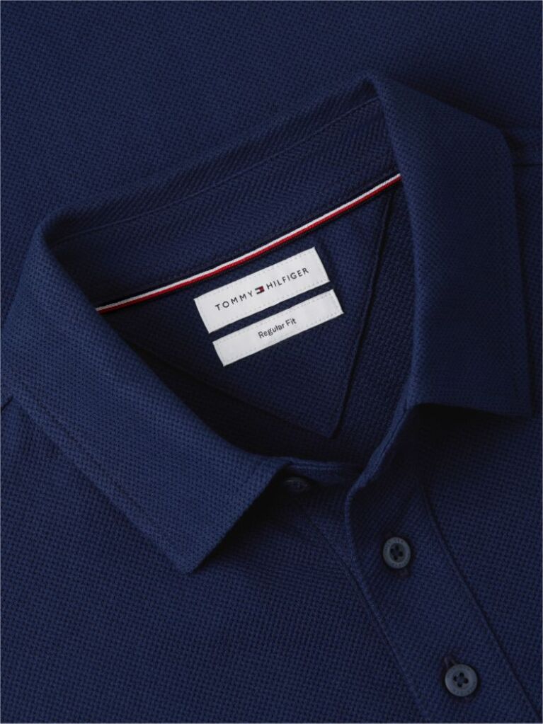 Blue Tricou Polo Din Mesh Jersey Cu Croiala Regular  Barbati