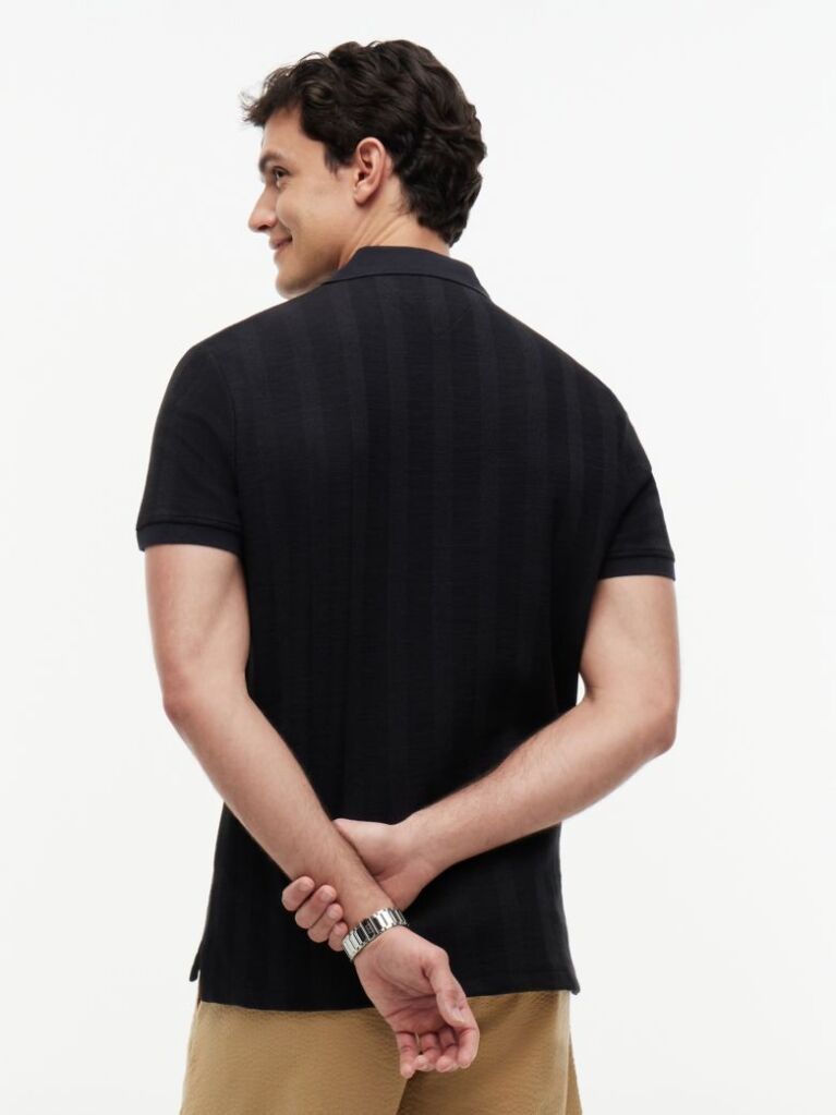 Negru Tricou Polo Cu Croiala Normala Si Dungi In Nuante Asortate  Barbati
